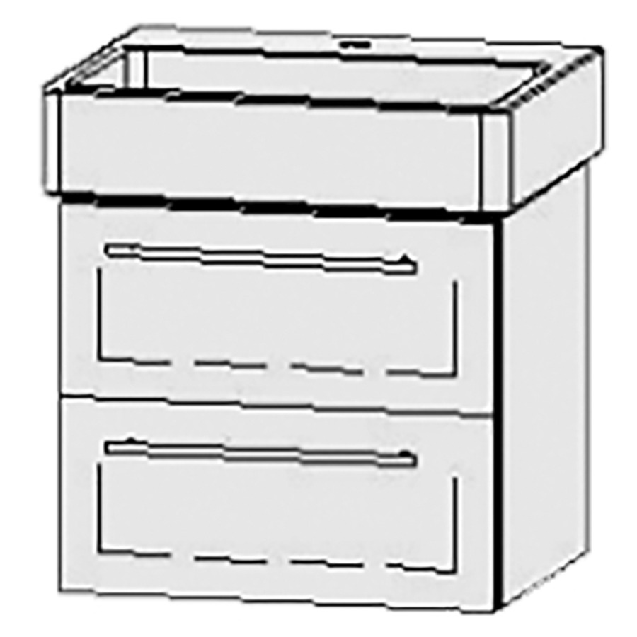 Élément inférieur  Vanity Vero/Vero Air
56 x 50 x 45 cm
élément de tiroir, 2&nbsp;tiroirs
avec Blumotion
sans cache-siphon
pour lavabo