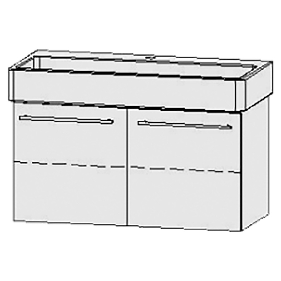 Élément inférieur  Vanity Vero/Vero Air
96 x 50 x 45 cm
armoire de tablette, 2&nbsp;portes
1&nbsp;tablette
avec Blumotion
pour lavabo