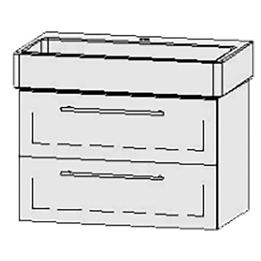 Élément inférieur  Vanity Vero/Vero Air
76 x 50 x 45 cm
élément de tiroir, 2&nbsp;tiroirs
avec Blumotion
sans cache-siphon
pour lavabo