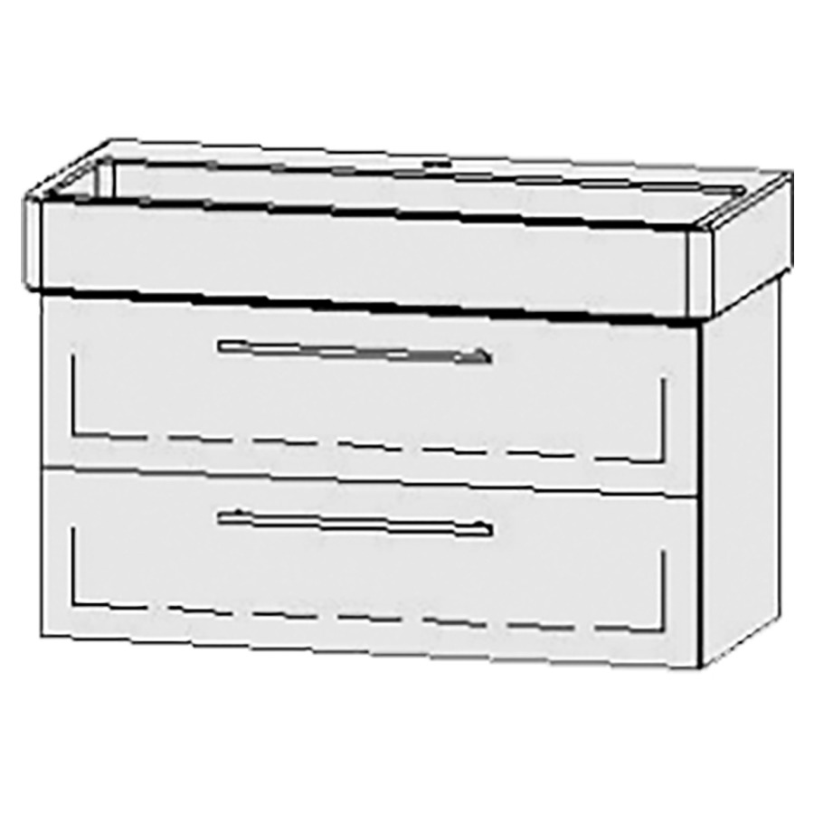 Élément inférieur  Vanity Vero/Vero Air
96 x 50 x 45 cm
élément de tiroir, 2&nbsp;tiroirs
avec Blumotion
sans cache-siphon
pour lavabo