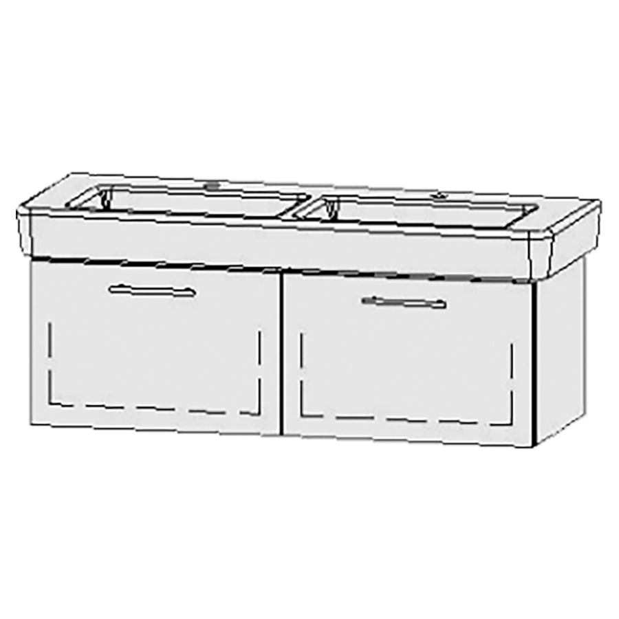 Élément inférieur  Vanity Pro
121 x 40 x 44.8 cm
2&nbsp;éléments de tiroir, 1&nbsp;tiroir chacune
avec Blumotion
sans cache-siphon
pour lavabo double