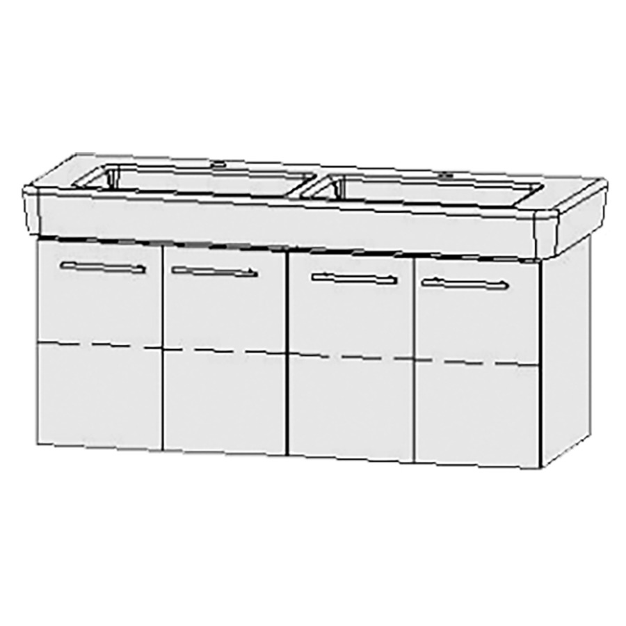 Élément inférieur  Vanity Pro
121 x 50 x 44.8 cm
2&nbsp;armoires de tablette, 2&nbsp;portes chacune
1&nbsp;tablette chacune
avec Blumotion
pour lavabo double