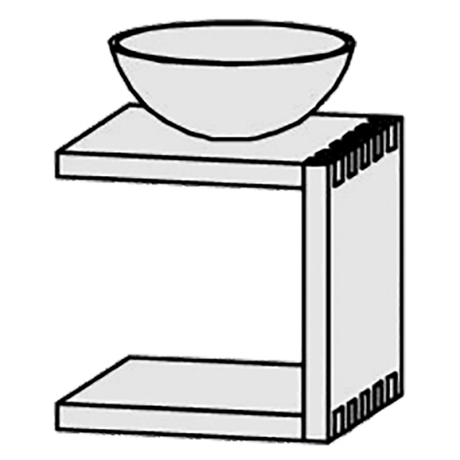Möbelkombination Vanity Bocco Minimo C
44 x 44 x 44 cm
offenes Element seitlich links
für 1 Aufsatzwaschtisch, Achse 22/22 cm
Eckverbindung mit Fingerzinken
mit Befestigungsmaterial