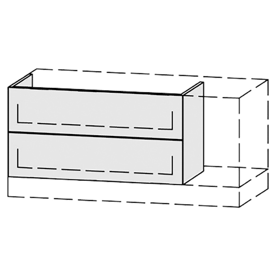 Élément inférieur  Vanity Bocco Pasofino
91-120 x 45-55 x 40-55 cm
élément de tiroir, 2&nbsp;tiroirs
avec Blumotion, Legrabox noir
sans cache-siphon