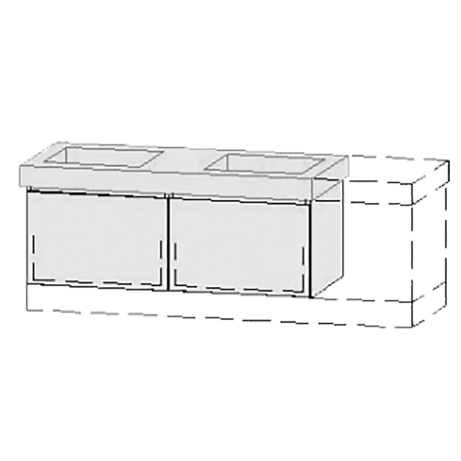 Élément inférieur  Vanity Keramik Style 
126-156 x 40 cm
2&nbsp;éléments de tiroir, 2&nbsp;tiroirs chacune
avec fonction Blumotion, pour 2&nbsp;lavabos
2 caches-siphon