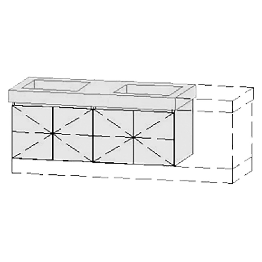 Élément inférieur  Vanity Keramik Style 
126-156 x 55 cm
2&nbsp;armoires de tablette, 2&nbsp;portes chacune
1&nbsp;tablette chacune réglable
avec fonction Blumotion
pour 2&nbsp;lavabos