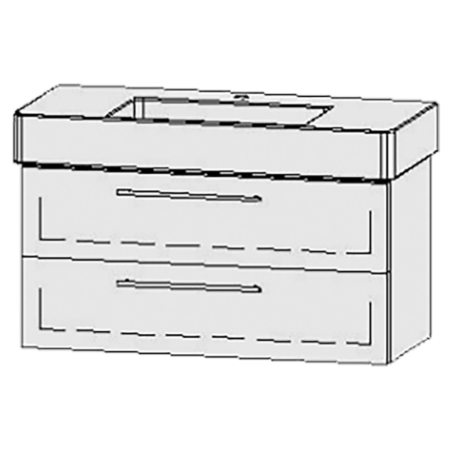 Élément inférieur  Vanity Vero
101 x 50 x 46 cm
élément de tiroir, 2&nbsp;tiroirs
avec Blumotion
sans cache-siphon
pour lavabo