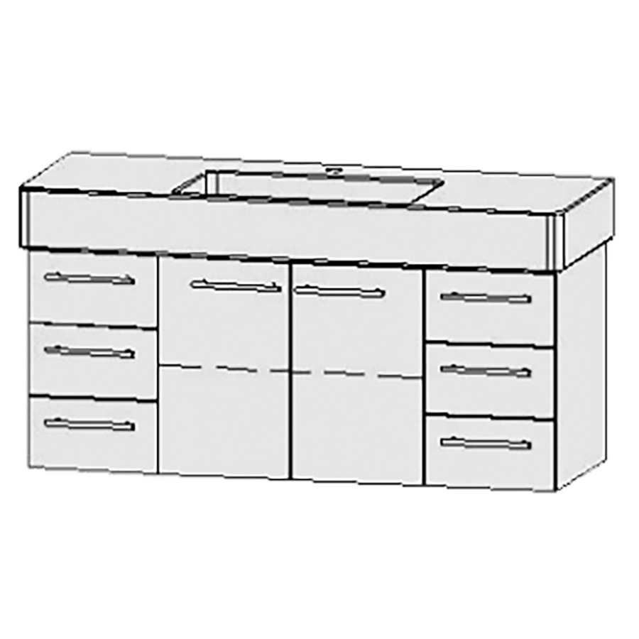 Élément inférieur  Vanity Vero
121 x 50 x 46 cm
élément de tiroir, 3&nbsp;tiroirs
armoire de tablette, 2&nbsp;portes, 1&nbsp;tablette
élément de tiroir, 3&nbsp;tiroirs
avec Blumotion
pour lavabo