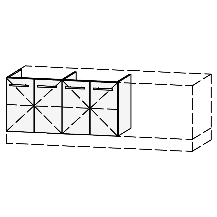 Élément inférieur  Vanity Bocco
90-150 x 45-55 x 40-55 cm
2&nbsp;armoires de tablette, 2&nbsp;portes chacune
1&nbsp;tablette chacune
avec Blumotion