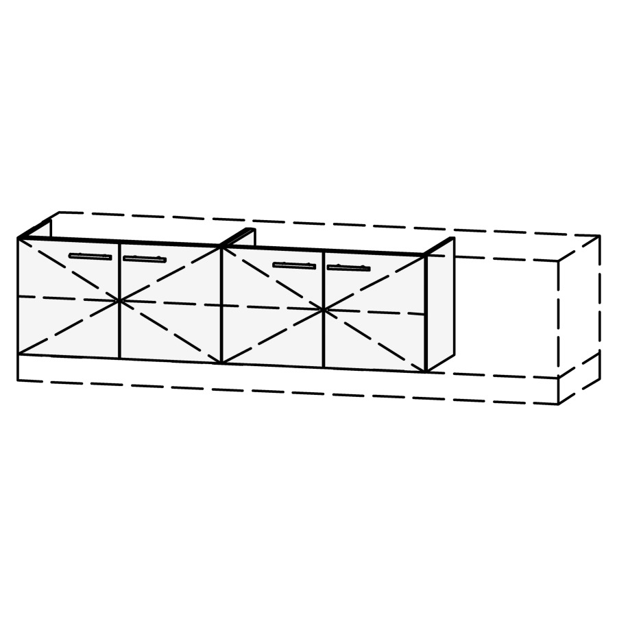 Élément inférieur  Vanity Bocco
151-200 x 45-55 x 40-55 cm
2&nbsp;armoires de tablette, 2&nbsp;portes chacune
1&nbsp;tablette chacune
avec Blumotion