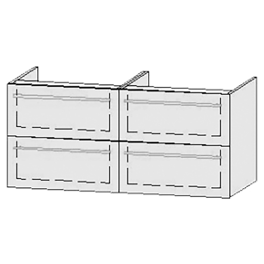 Élément inférieur  Vanity Bocco
120 x 55 x 55 cm
2&nbsp;éléments de tiroir, 2&nbsp;tiroirs chacune
avec Blumotion
2 caches-siphon