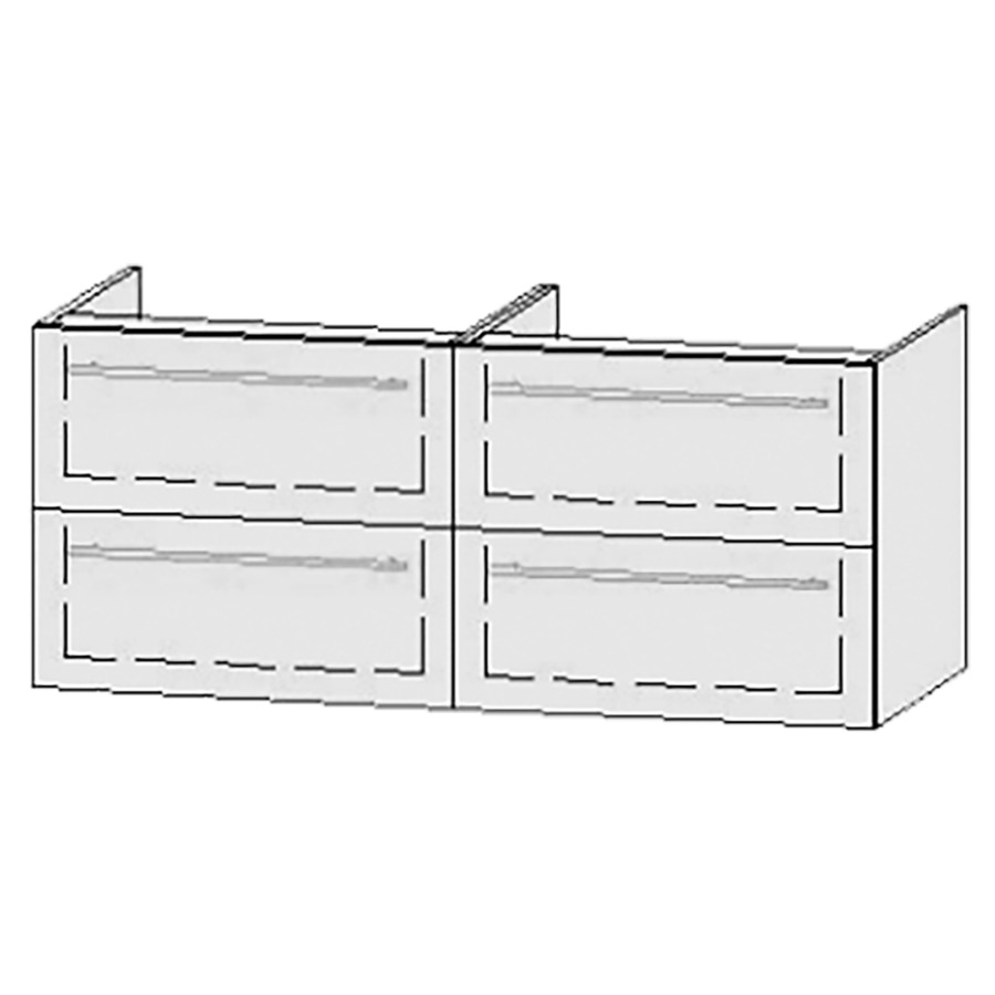 Élément inférieur  Vanity Bocco
130 x 55 x 55 cm
2&nbsp;éléments de tiroir, 2&nbsp;tiroirs chacune
avec Blumotion
2 caches-siphon