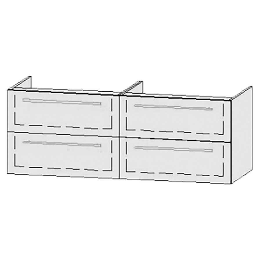 Élément inférieur  Vanity Bocco
150 x 55 x 55 cm
2&nbsp;éléments de tiroir, 2&nbsp;tiroirs chacune
avec Blumotion
2 caches-siphon