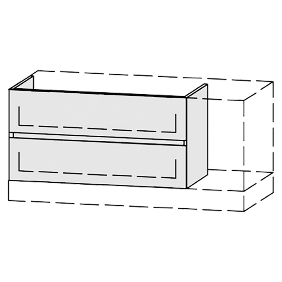 Élément inférieur  Vanity Bocco Pasofino
91-120 x 45-55 x 40-55 cm
élément de tiroir, 2&nbsp;tiroirs
avec Blumotion, Legrabox noir
sans cache-siphon
