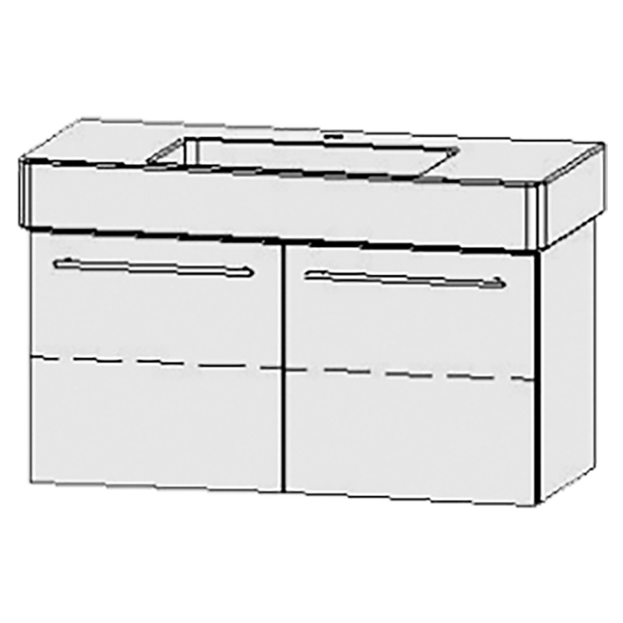 Élément inférieur  Vanity Vero
101 x 50 x 46 cm
armoire de tablette, 2&nbsp;portes
1&nbsp;tablette
avec Blumotion
pour lavabo