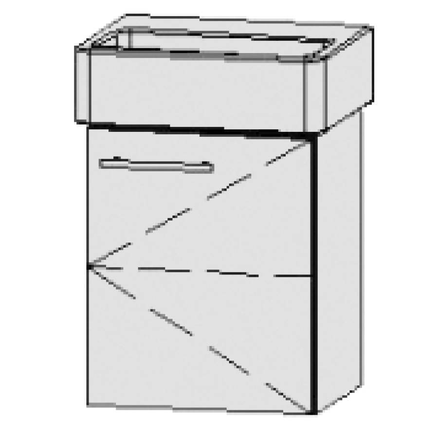 Élément inférieur  Vanity Vero/Vero Air
41 x 50 x 32.8 cm
armoire de tablette, 1&nbsp;porte
charnière à droite, 1&nbsp;tablette
avec Blumotion
pour lavabo