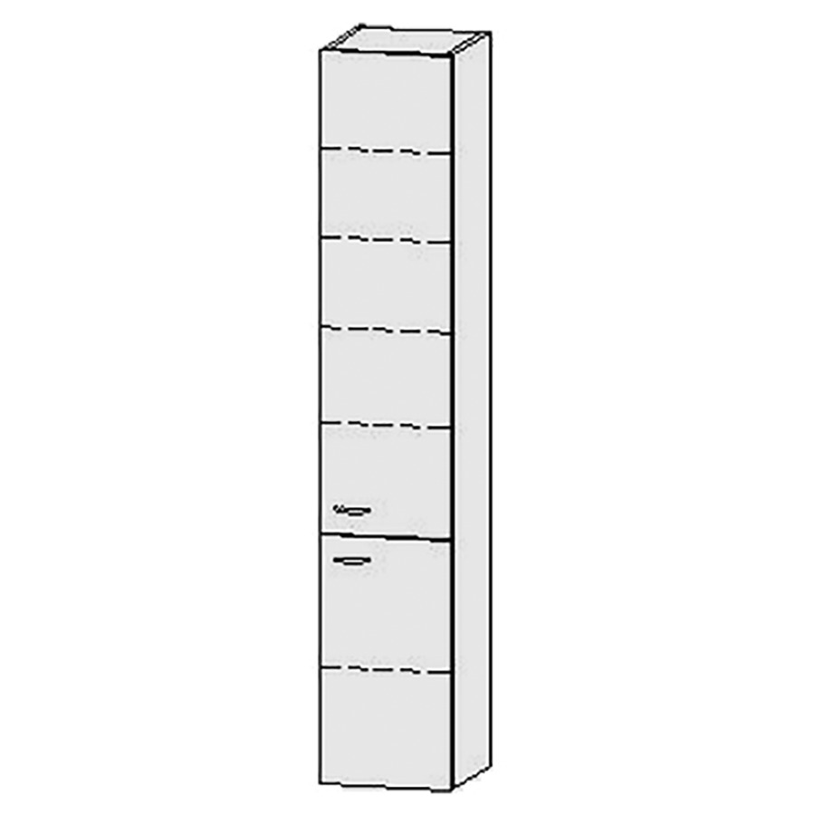 Armoire haute Vanity Keramik  
30 x 165 x 33 cm
2&nbsp;portes, charnière à droite
5&nbsp;tablettes
avec Blumotion