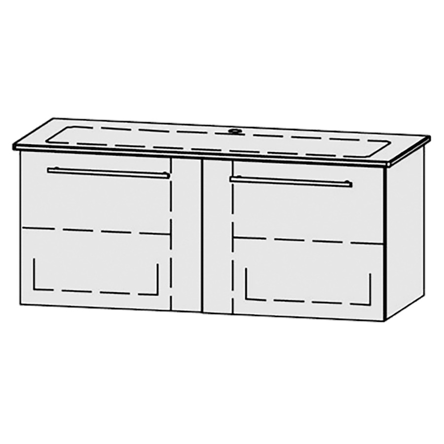 Élément inférieur  Vanity Me by Starck Easy
121 x 50 x 47.8 cm
2&nbsp;éléments de tiroir, 1&nbsp;tiroir chacune
1&nbsp;tablette chacune
avec Blumotion
pour 1 lavabo, 1 trou pour robinetterie
niche pour le siphon
