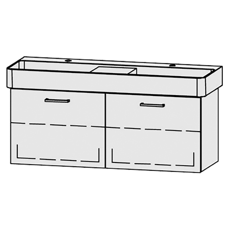 Élément inférieur  Vanity Val Easy
115 x 45 x 39.8 cm
2&nbsp;éléments de tiroir, 1&nbsp;tiroir chacune
1&nbsp;tablette chacune
avec Blumotion
sans cache-siphon
pour lavabo double
