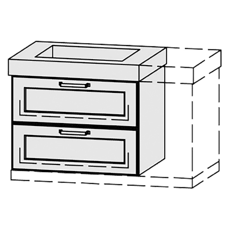 Élément inférieur  Vanity Keramik Campo 
76-95 x 55 cm
élément de tiroir, 2&nbsp;tiroirs
avec Blumotion, Legrabox noir
pour 1&nbsp;lavabo, 1 cache-siphon