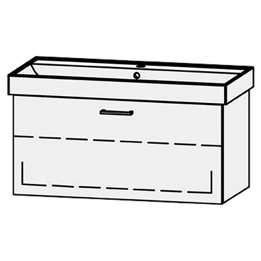 Élément inférieur  Procasa Cinque Easy
96 x 45 x 46 cm
élément de tiroir, 1&nbsp;tiroir
1&nbsp;tablette réglable
extrait complet avec Blumotion
sans cache-siphon
pour lavabo 291388