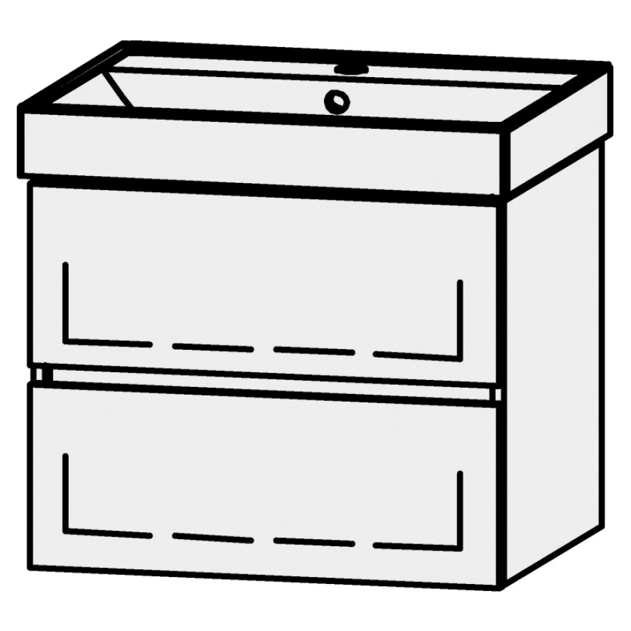 Élément inférieur  Procasa Cinque Kivos Line
58 x 50 x 46 cm
élément de tiroir, 2&nbsp;tiroirs
extrait complet avec Blumotion
1 cache-siphon
pour lavabo 291381