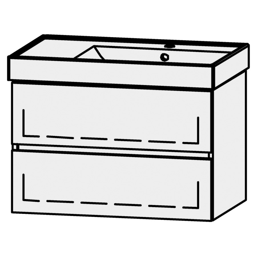 Élément inférieur  Procasa Cinque Kivos Line 
73 x 50 x 46 cm
élément de tiroir, 2&nbsp;tiroirs
extrait complet avec Blumotion
1 cache-siphon
pour lavabo 291385, lavabo à droite