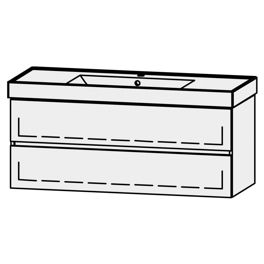 Élément inférieur  Procasa Cinque Kivos Line
118 x 50 x 46 cm
élément de tiroir, 2&nbsp;tiroirs
extrait complet avec Blumotion
1 cache-siphon
pour lavabo 291390