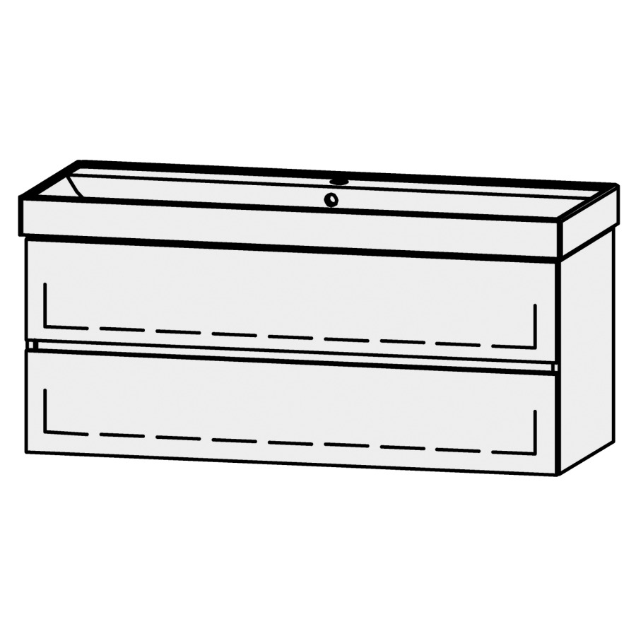 Élément inférieur  Procasa Cinque Kivos Line
118 x 50 x 46 cm
élément de tiroir, 2&nbsp;tiroirs
extrait complet avec Blumotion
1 cache-siphon
pour lavabo 291389