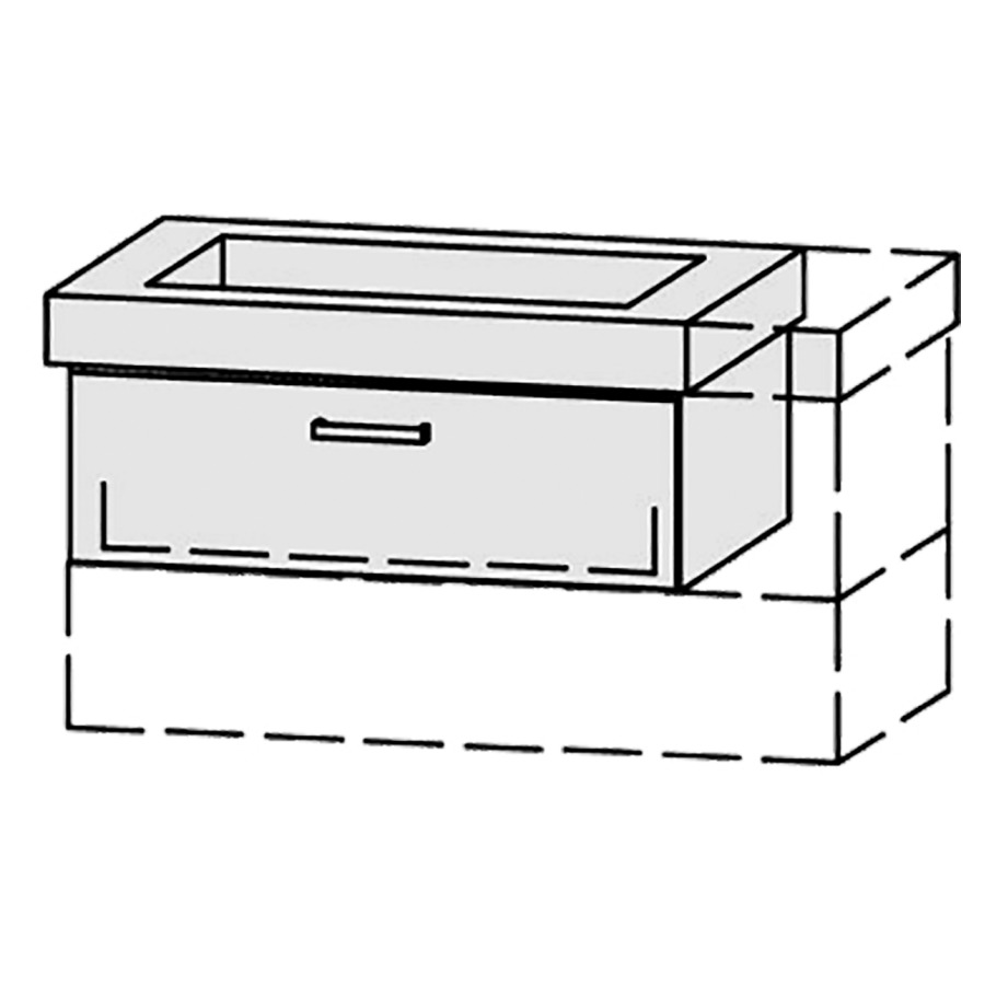 Élément inférieur  Vanity Keramik 
76-95 x 40 cm
élément de tiroir, 1&nbsp;tiroir
avec fonction Blumotion, pour 1&nbsp;lavabo
1 cache-siphon