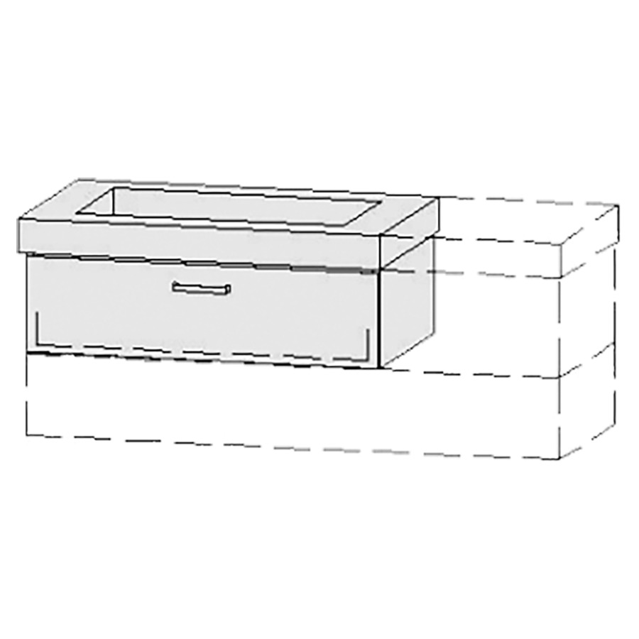 Élément inférieur  Vanity Keramik 
96-131 x 40 cm
élément de tiroir, 1&nbsp;tiroir
avec fonction Blumotion, pour 1&nbsp;lavabo
1 cache-siphon