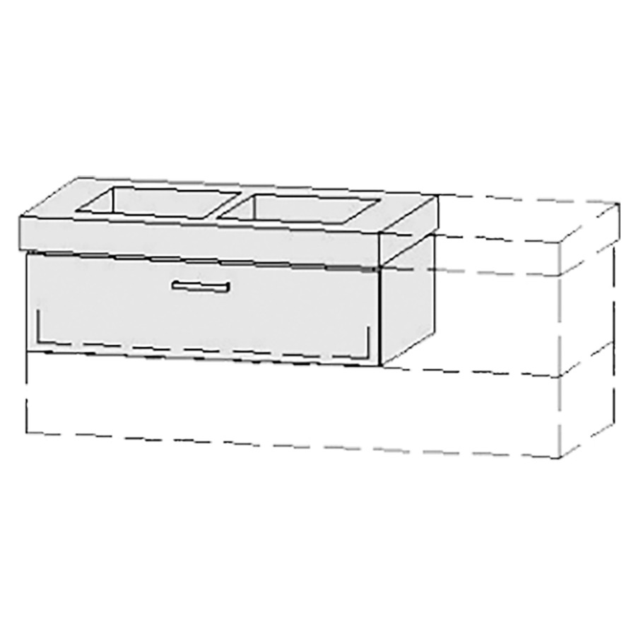 Élément inférieur  Vanity Keramik 
96-131 x 40 cm
élément de tiroir, 1&nbsp;tiroir
avec fonction Blumotion, pour 2&nbsp;lavabos
2 caches-siphon