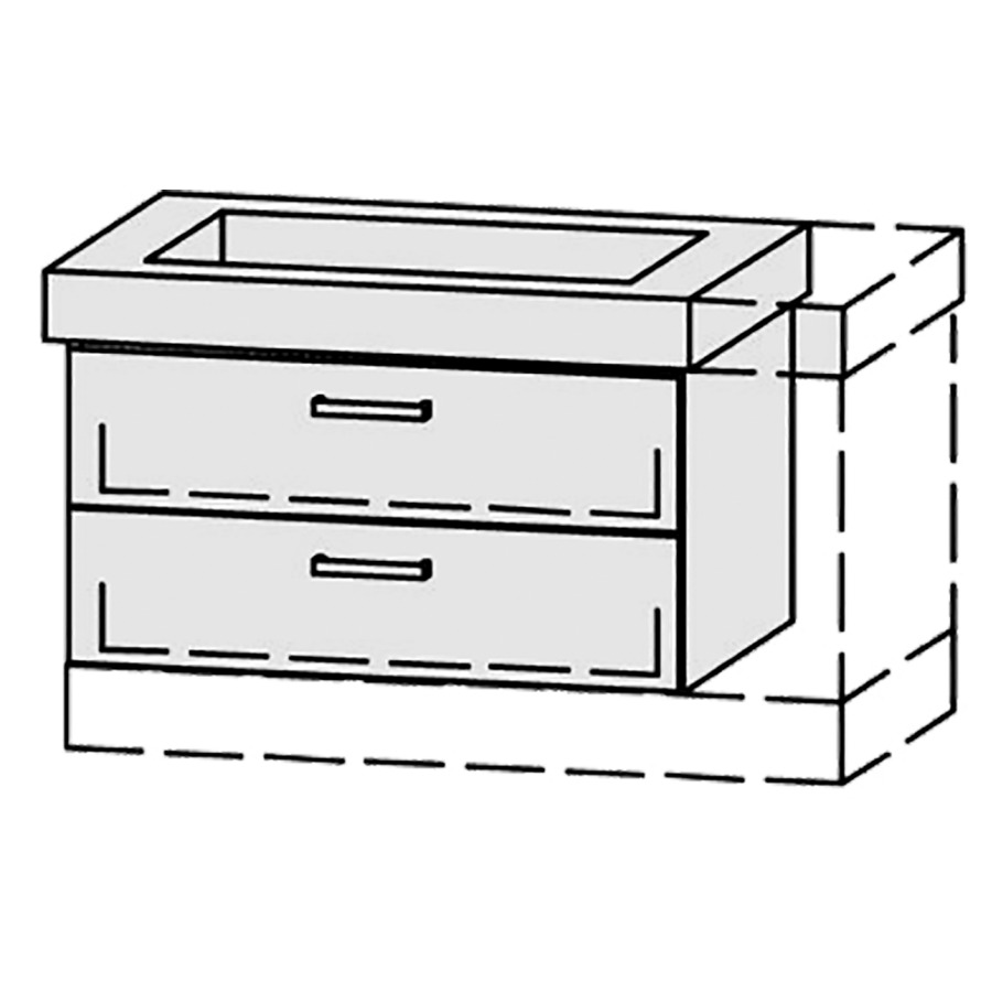 Élément inférieur  Vanity Keramik 
76-95 x 55 cm
élément de tiroir, 2&nbsp;tiroirs
avec fonction Blumotion, pour 1&nbsp;lavabo
1 cache-siphon