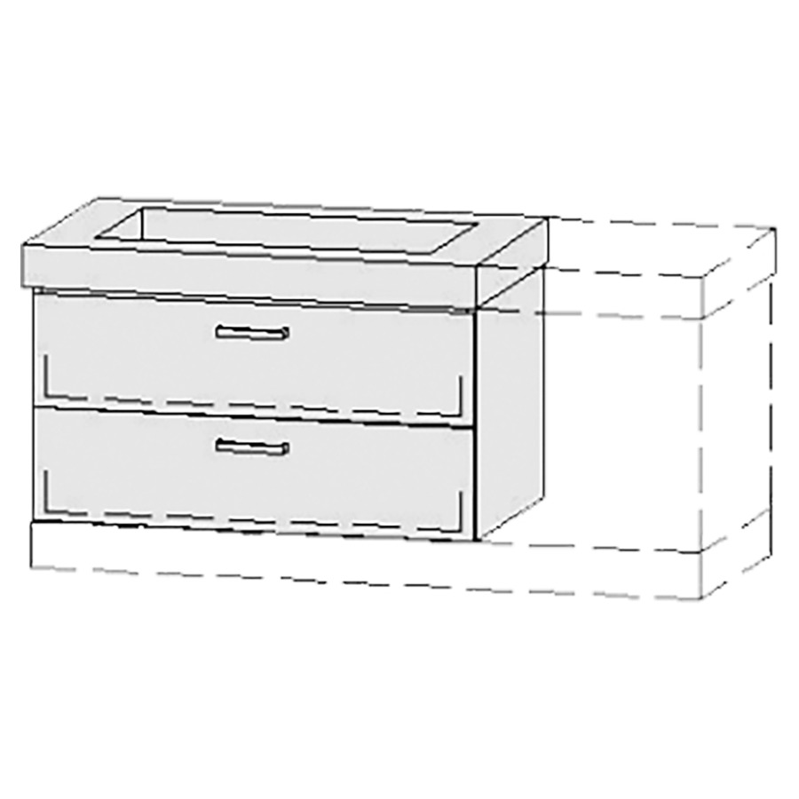 Élément inférieur  Vanity Keramik 
96-131 x 55 cm
élément de tiroir, 2&nbsp;tiroirs
avec Blumotion
pour 1&nbsp;lavabo
1 cache-siphon
