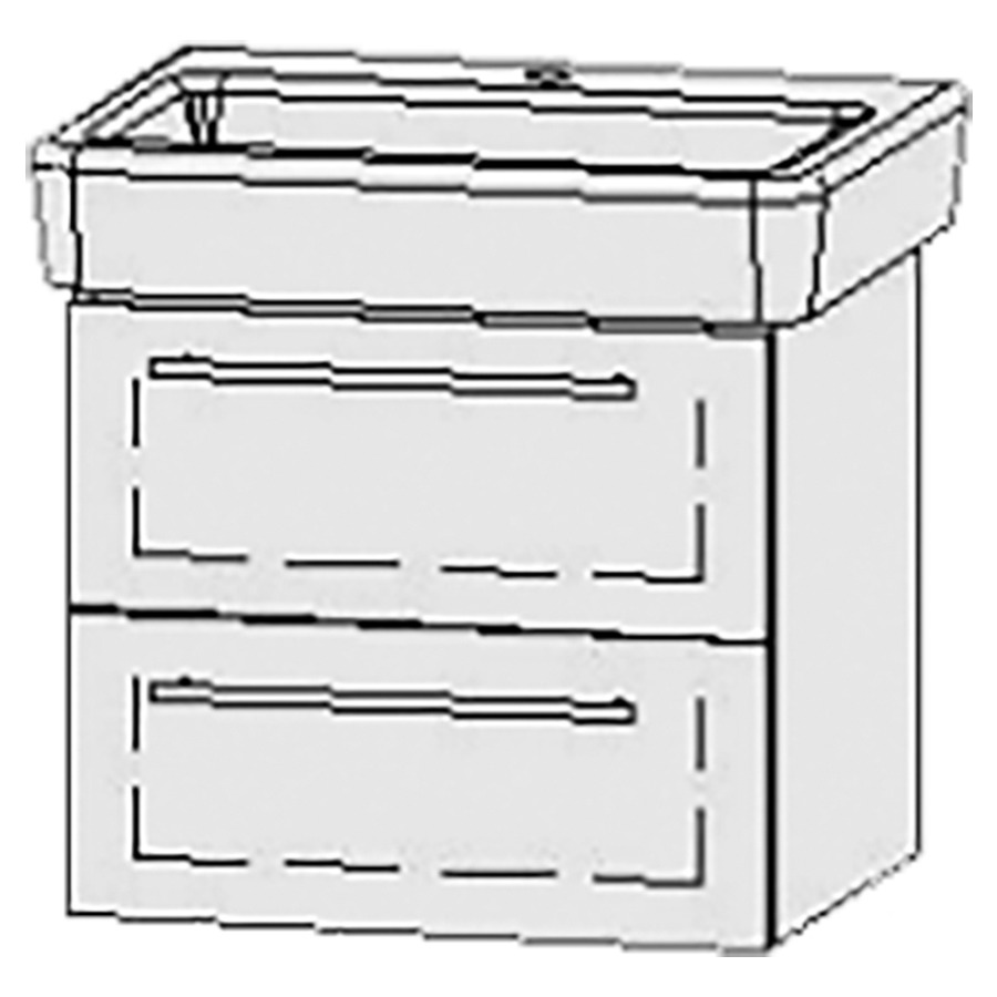 Élément inférieur  Vanity Pro
57 x 50 x 44.8 cm
élément de tiroir, 2&nbsp;tiroirs
avec Blumotion
1 cache-siphon
pour lavabo