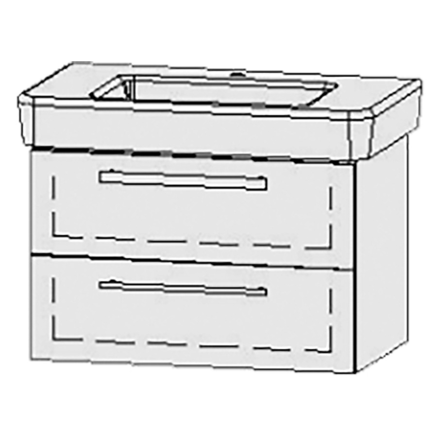 Élément inférieur  Vanity Pro
77 x 50 x 44.8 cm
élément de tiroir, 2&nbsp;tiroirs
avec Blumotion
1 cache-siphon
pour lavabo
