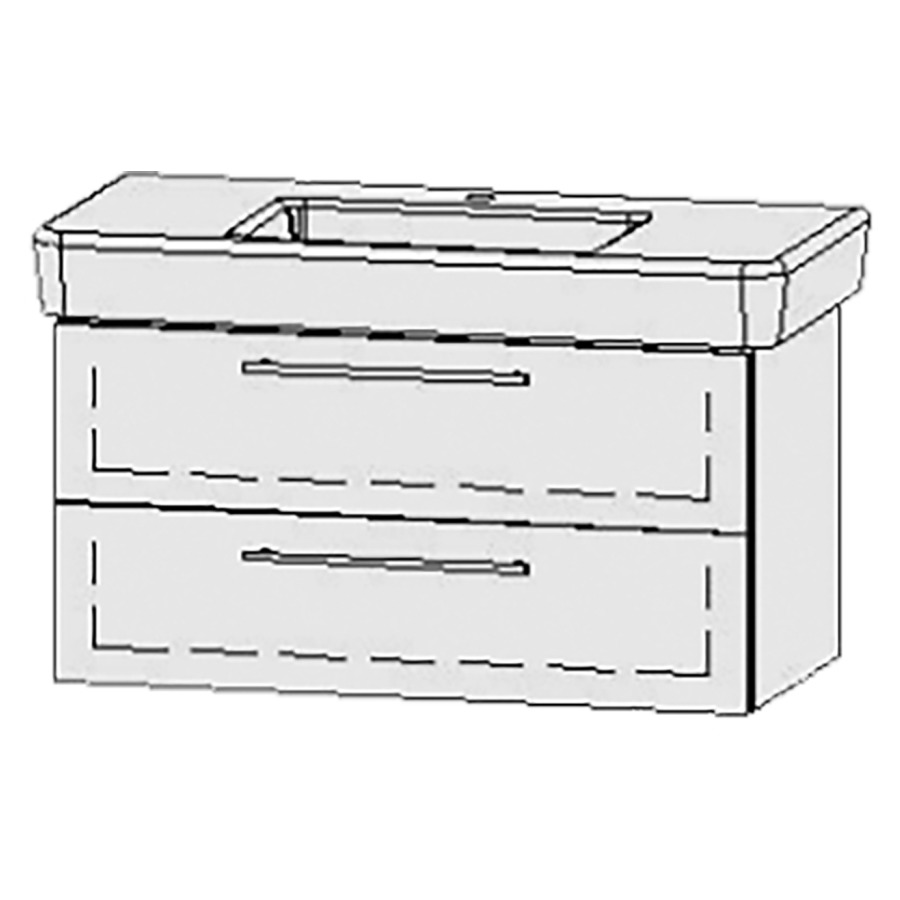 Élément inférieur  Vanity Pro
97 x 50 x 44.8 cm
élément de tiroir, 2&nbsp;tiroirs
avec Blumotion
1 cache-siphon
pour lavabo