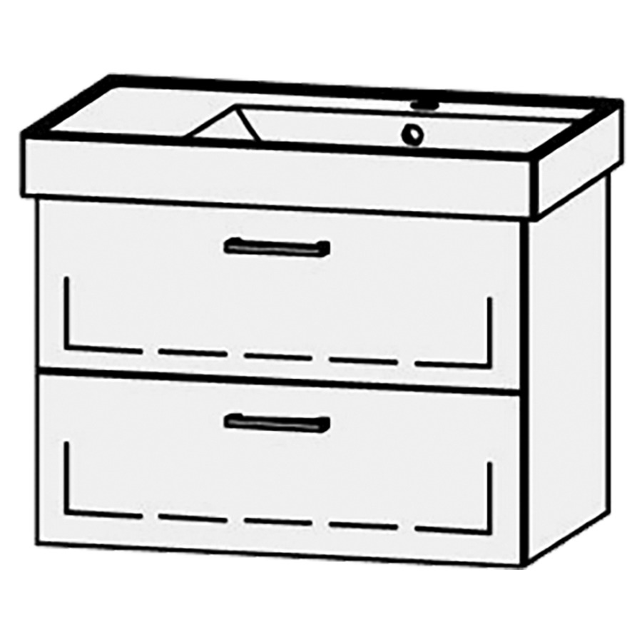 Élément inférieur  Procasa Cinque
71 x 50 x 46 cm
élément de tiroir, 2&nbsp;tiroirs
extrait complet avec Blumotion
1 cache-siphon
pour lavabo 291385, lavabo à droite