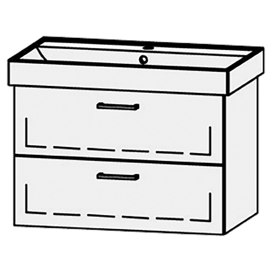 Élément inférieur  Procasa Cinque
76.5 x 50 x 46 cm
élément de tiroir, 2&nbsp;tiroirs
extrait complet avec Blumotion
1 cache-siphon
pour lavabo 291387