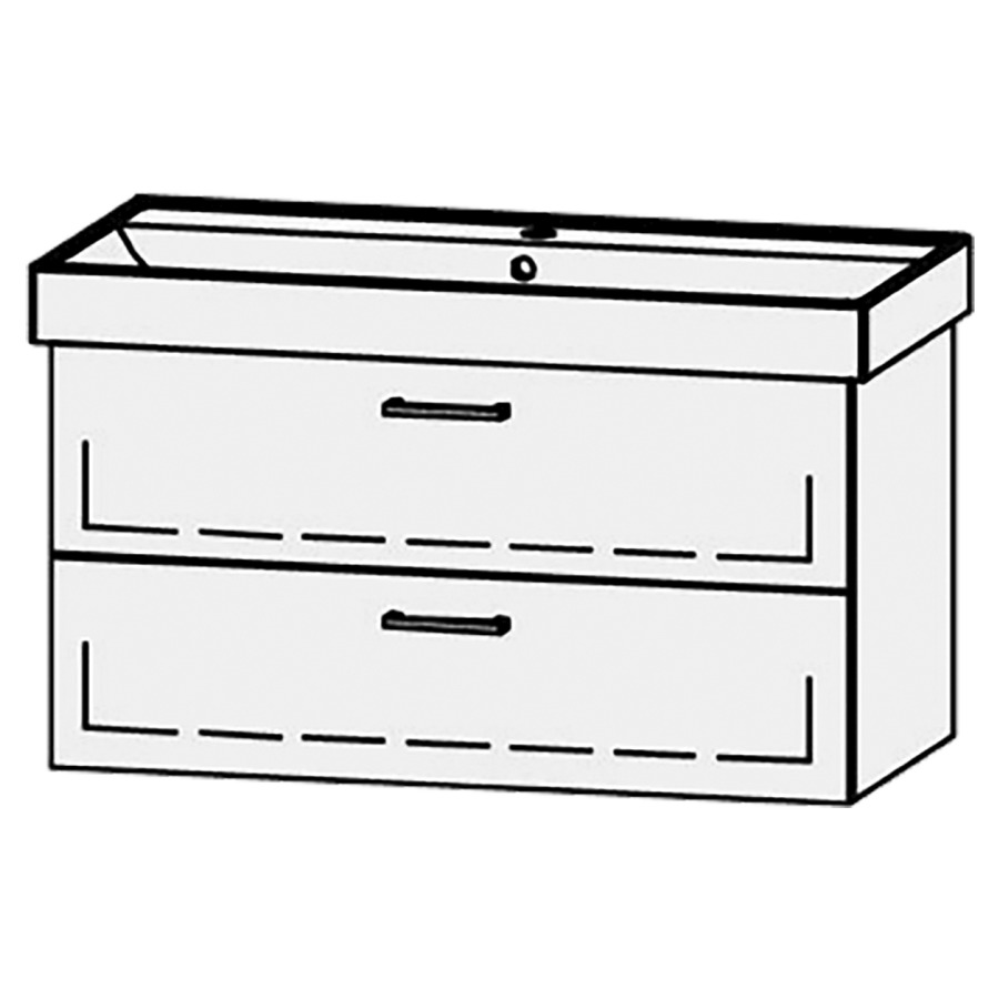 Élément inférieur  Procasa Cinque
96 x 50 x 46 cm
élément de tiroir, 2&nbsp;tiroirs
extrait complet avec Blumotion
1 cache-siphon
pour lavabo 291388