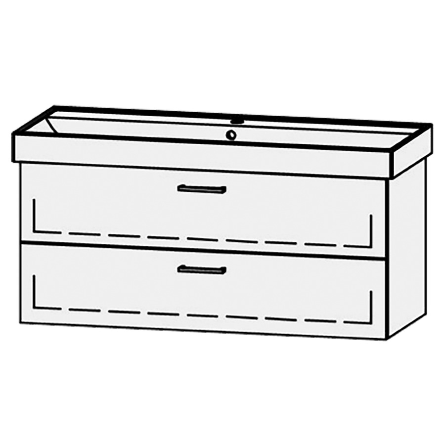 Élément inférieur  Procasa Cinque
116 x 50 x 46 cm
élément de tiroir, 2&nbsp;tiroirs
extrait complet avec Blumotion
1 cache-siphon
pour lavabo 291389