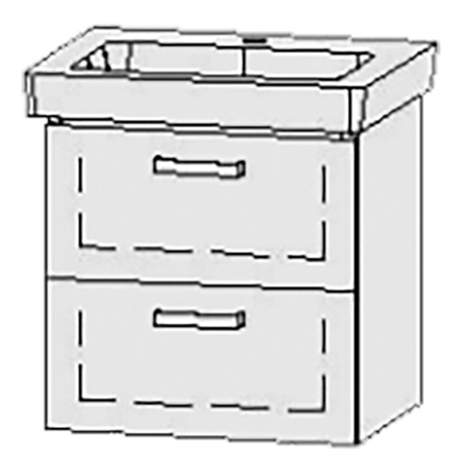 Élément inférieur  Vanity Subway 2.0
50 x 50 x 42.5 cm
élément de tiroir, 2&nbsp;tiroirs
avec Blumotion
1 cache-siphon
pour lavabo