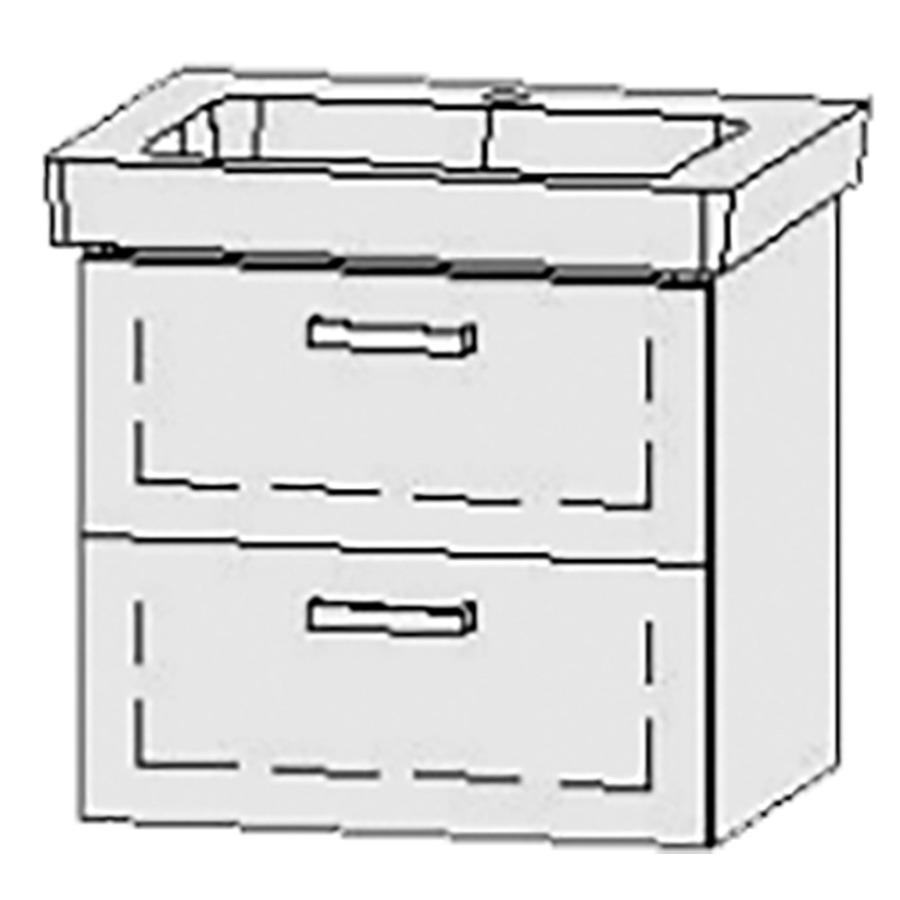 Élément inférieur  Vanity Subway 2.0
55 x 50 x 45.5 cm
élément de tiroir, 2&nbsp;tiroirs
avec Blumotion
1 cache-siphon
pour lavabo