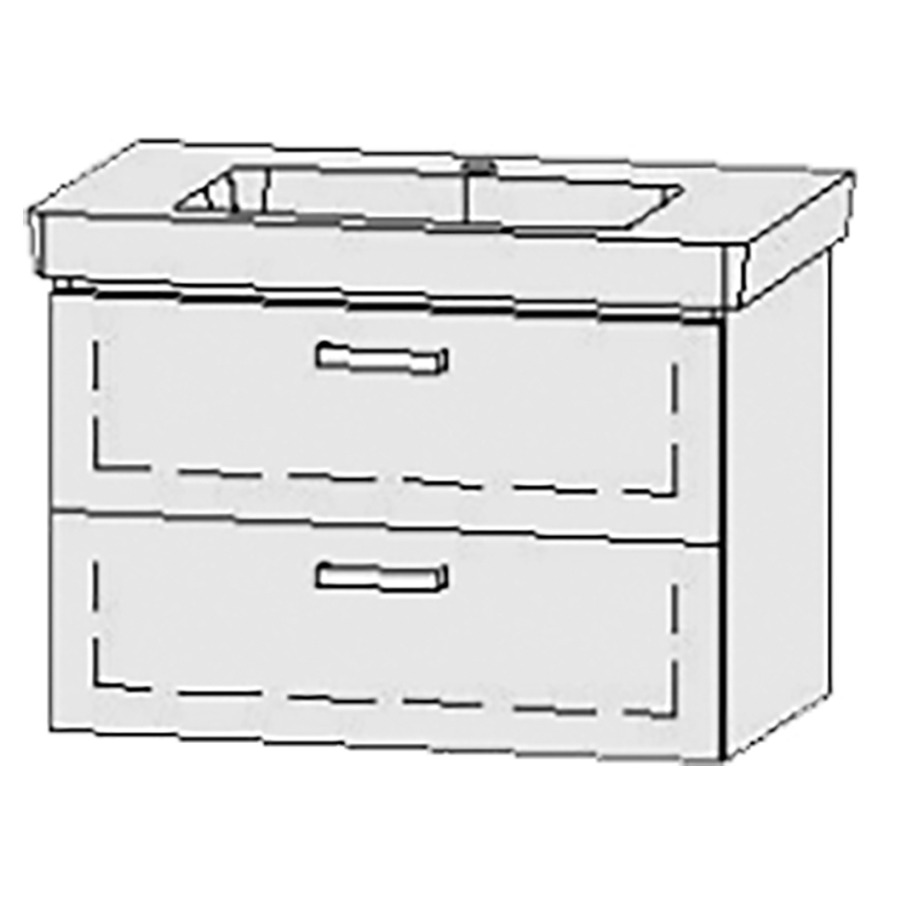 Élément inférieur  Vanity Subway 2.0
75 x 50 x 45.5 cm
élément de tiroir, 2&nbsp;tiroirs
avec Blumotion
1 cache-siphon
pour lavabo