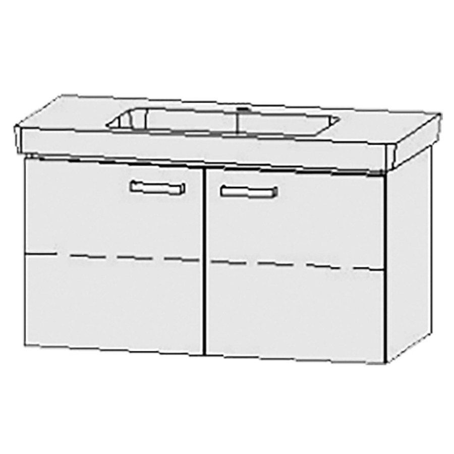 Élément inférieur  Vanity Subway 2.0
95 x 50 x 45.5 cm
armoire de tablette, 2&nbsp;portes
1&nbsp;tablette
avec Blumotion
pour lavabo