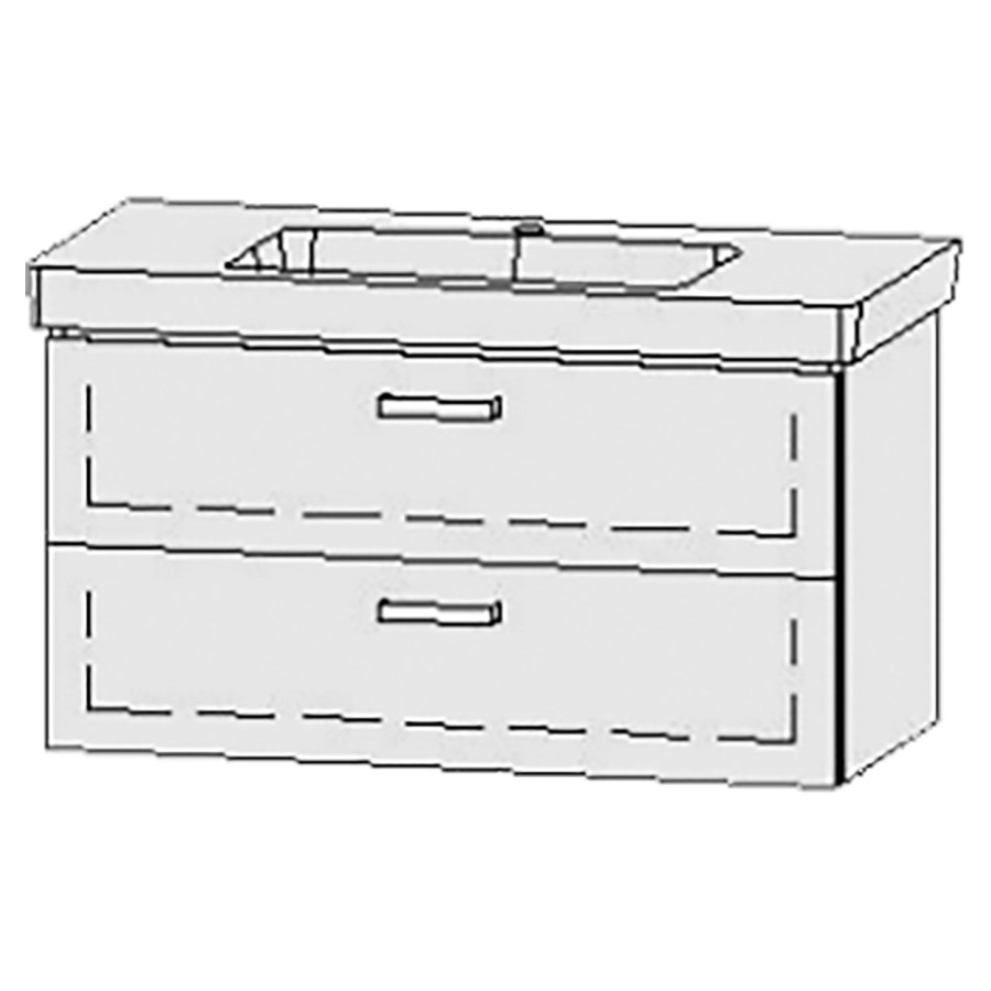 Élément inférieur  Vanity Subway 2.0
95 x 50 x 45.5 cm
élément de tiroir, 2&nbsp;tiroirs
avec Blumotion
1 cache-siphon
pour lavabo