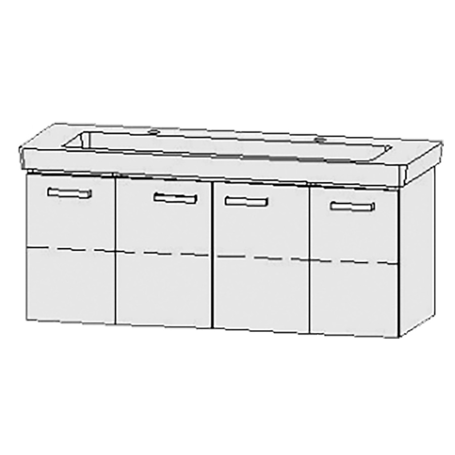 Élément inférieur  Vanity Subway 2.0
125 x 50 x 45.5 cm
armoire de tablette, 1&nbsp;porte, charnière à gauche
armoire de tablette, 2 portes
armoire de tablette, 1&nbsp;porte, charnière à droite
1&nbsp;tablette chacune
avec Blumotion
pour lavabo