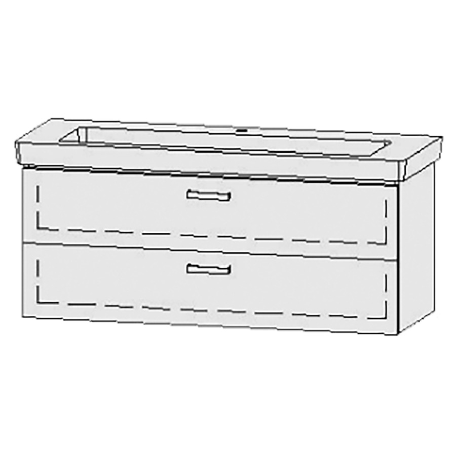Élément inférieur  Vanity Subway 2.0
125 x 50 x 45.5 cm
élément de tiroir, 2&nbsp;tiroirs
avec Blumotion
1 cache-siphon
pour lavabo