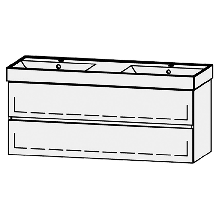 Élément inférieur  Procasa Cinque Kivos Line
128 x 50 x 46 cm
élément de tiroir, 2&nbsp;tiroirs
extrait complet avec Blumotion
2 caches-siphon
pour lavabo 291391