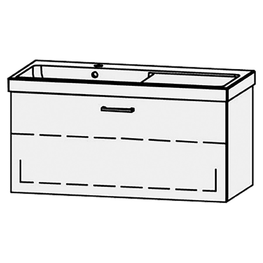 Élément inférieur  Procasa Uno Easy  
98 x 45 x 44.8 cm
élément de tiroir, 1&nbsp;tiroir
1&nbsp;tablette réglable
extrait complet avec Blumotion
sans cache-siphon
pour lavabo 291193, lavabo à gauche